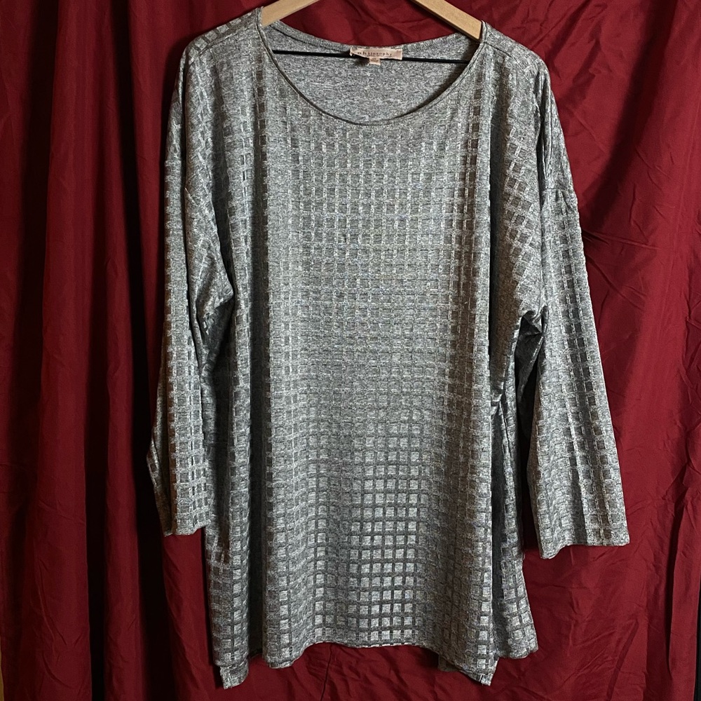 Philosophy - silver square patterned tunic top